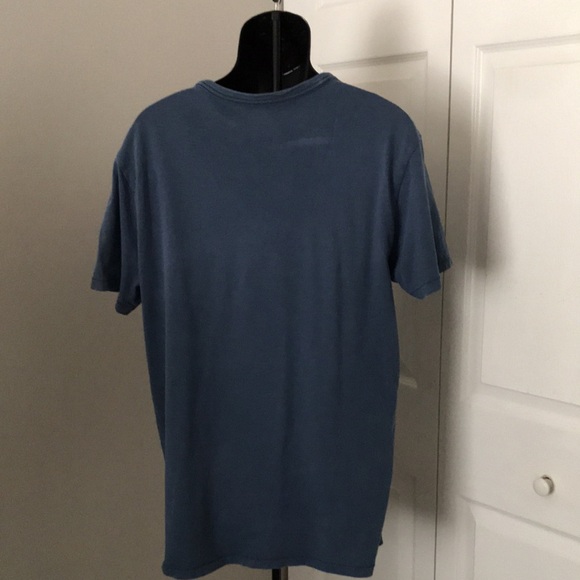 ♥️3X20 J CREW Mens Front Pocket Ripped Blue Dye Tee | L - Picture 7 of 10